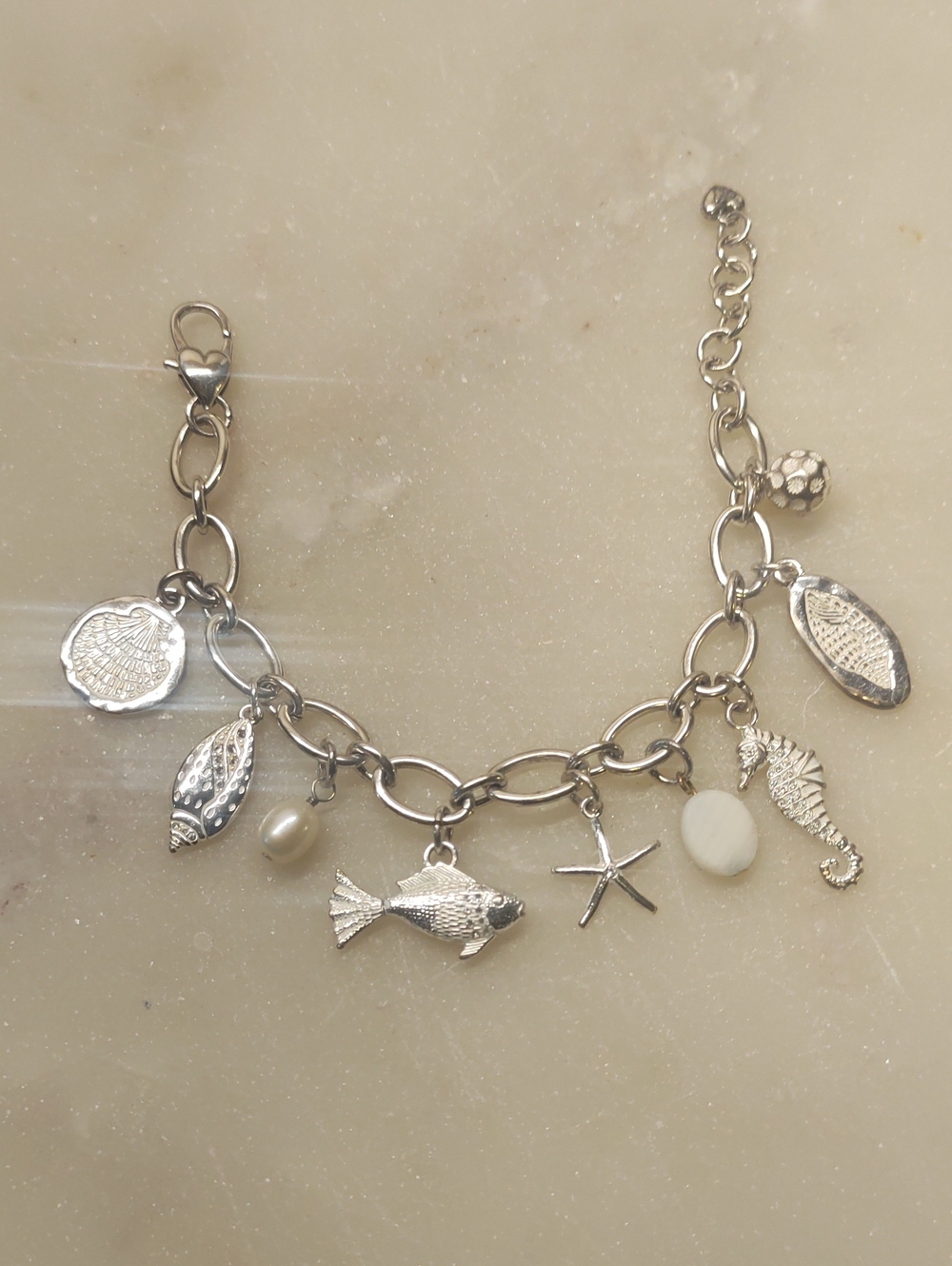 Brighton RARE Nautical Charm Bracelet Silver And White Pave' Crystals - Picture 2 of 8